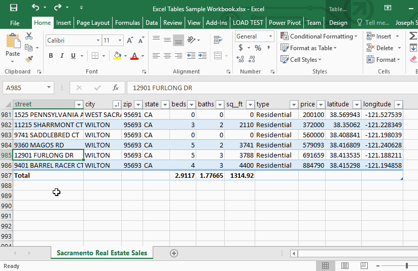 Excel Tables - Add Data if you have a Totals row part 2