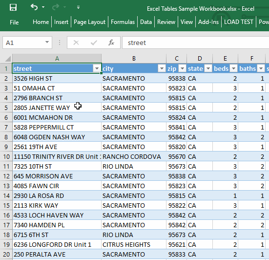 Excel Tables - Headers are available even when you scroll down