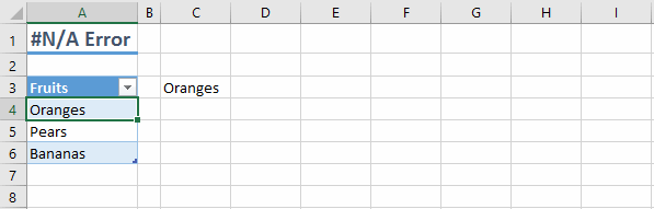 NA Excel Formula Errors Example part 2
