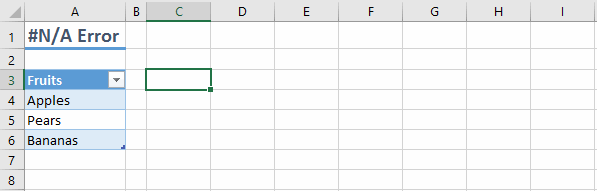 NA Excel Formula Errors Example