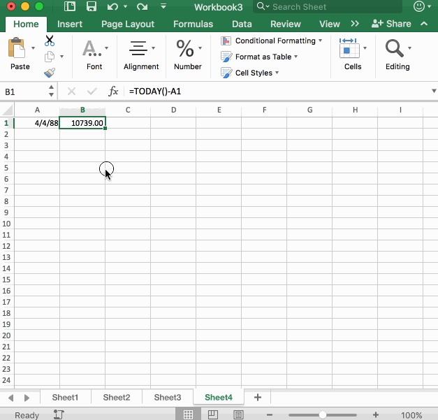 How to calculate someone's age - custom number format