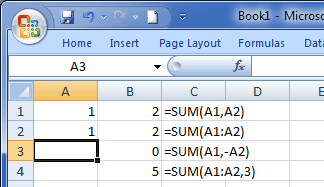 Multiple ways to use the SUM function in formulas