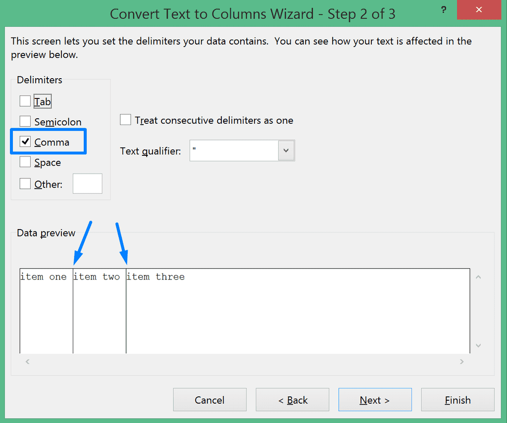 Text to Columns - Choose your Delimiter