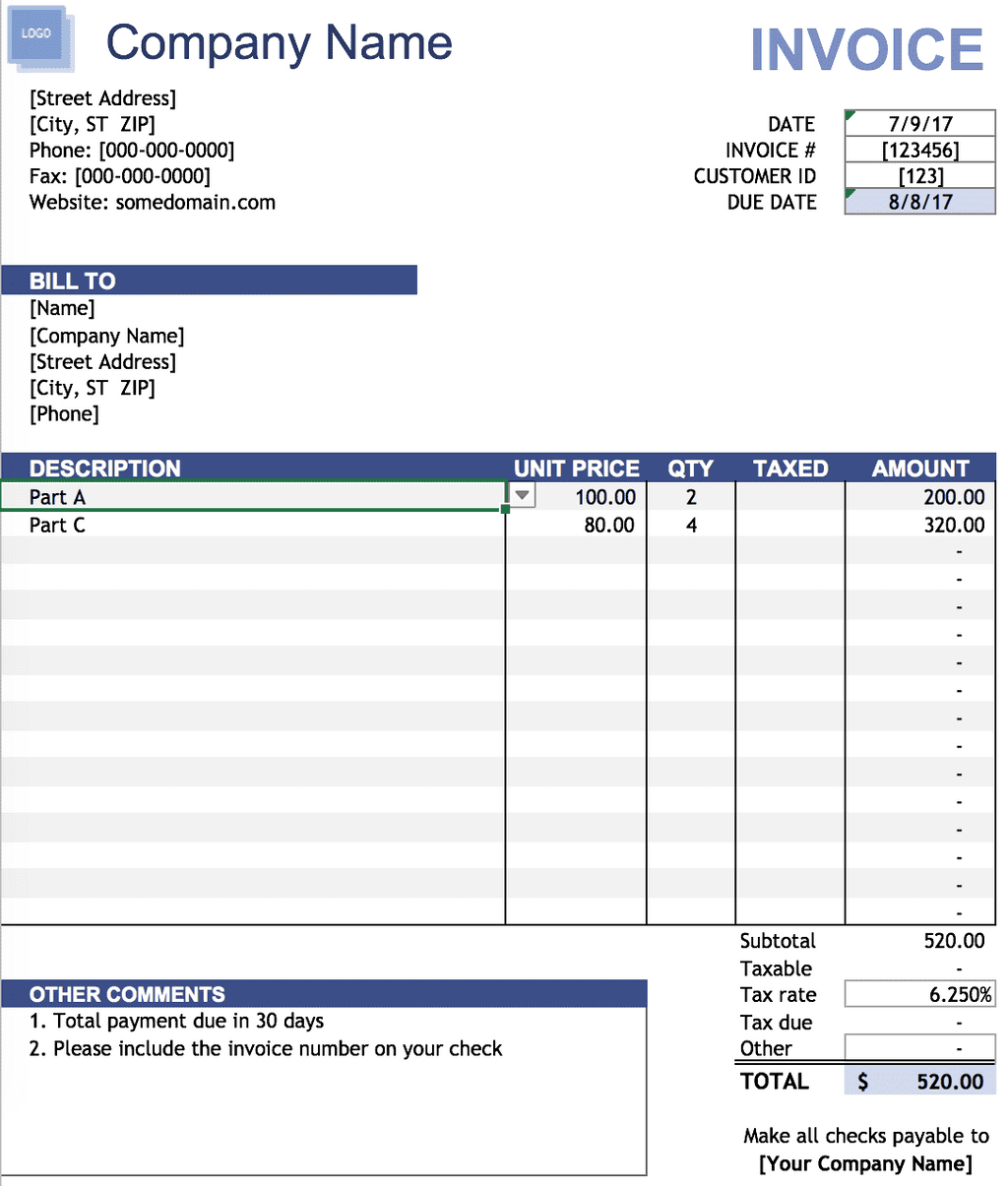 IFERROR - Invoice Template - Now fully functional