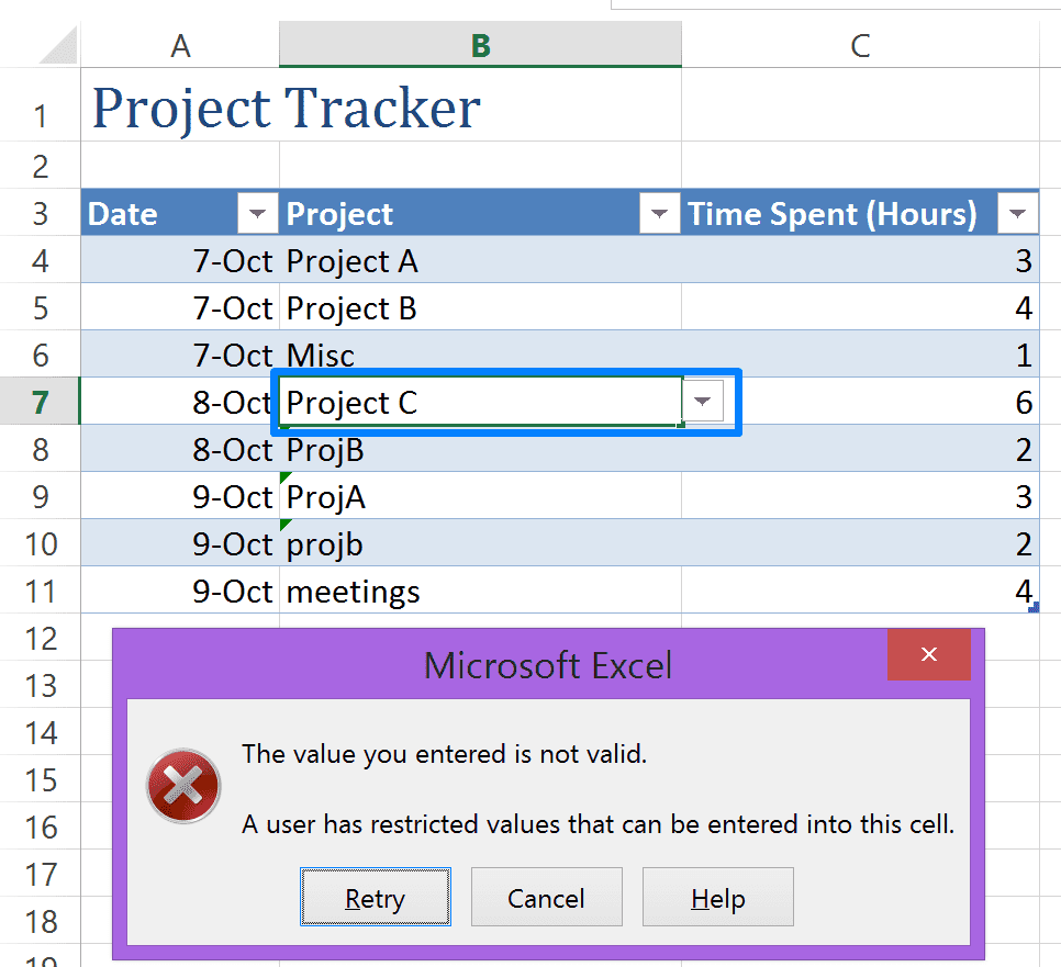 Data Validation - Stopping user from entering bad data