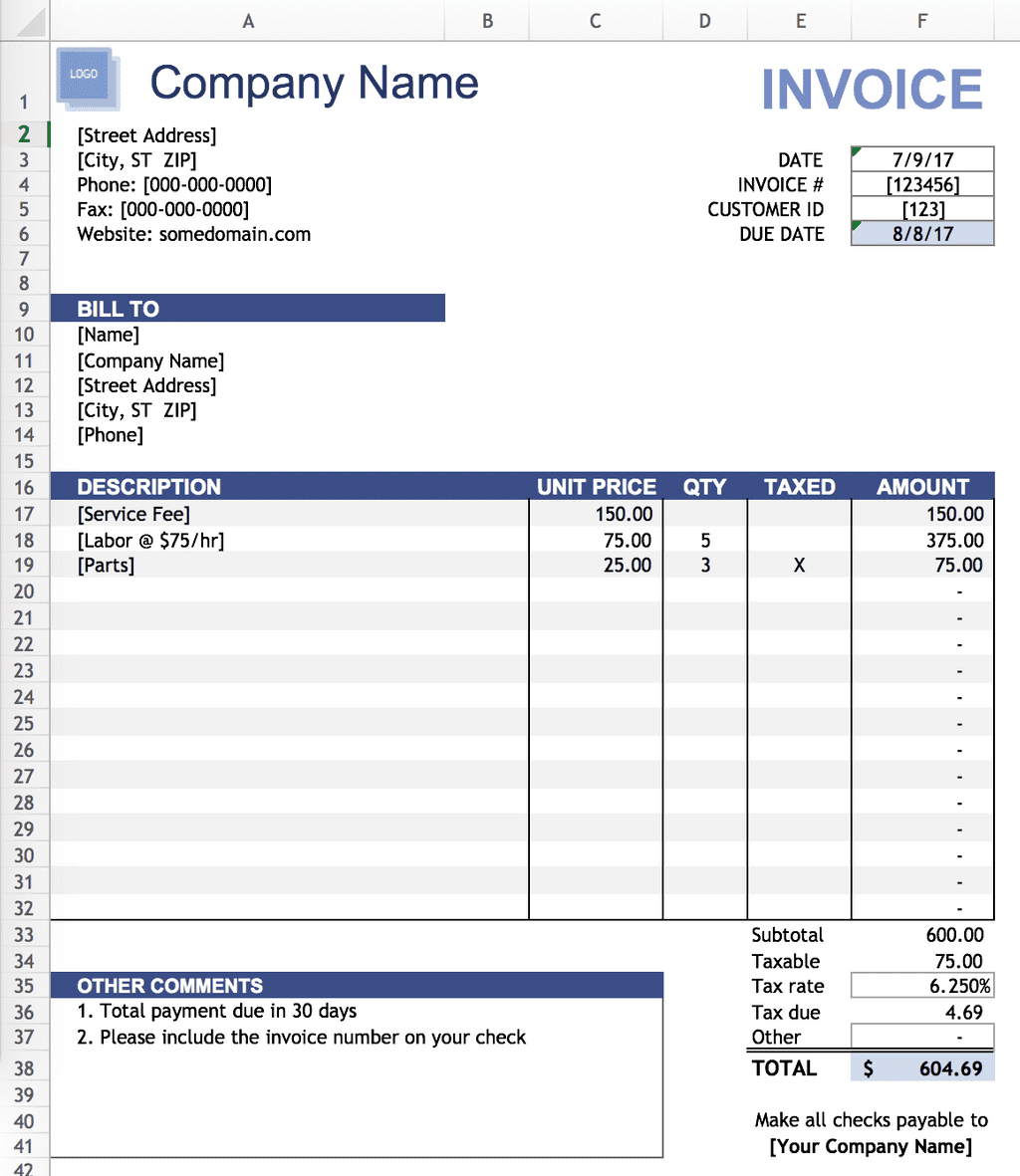 IFERROR - Invoice Template - Beginning