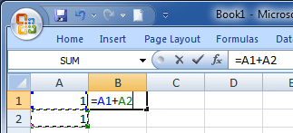 Referencing the cells in formulas. =A1+A2