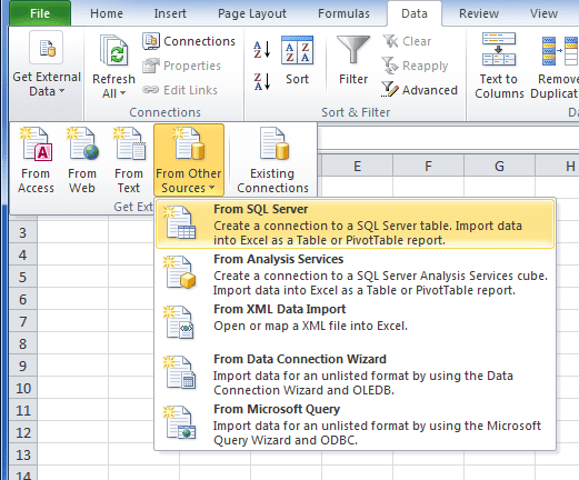 Excel Create A Pivot Table Using Sql
